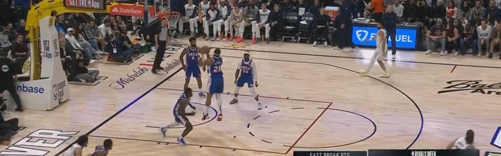 😳简直离谱！第一节还没结束 掘金快攻得分18-0了！