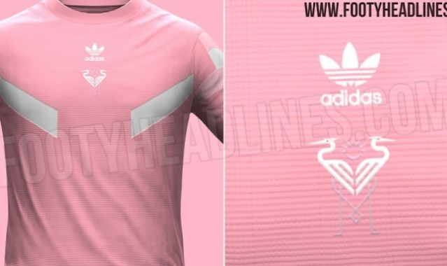 迈阿密国际复古球衣谍照：粉色球衣搭配白色细节，胸口为苍鹭logo